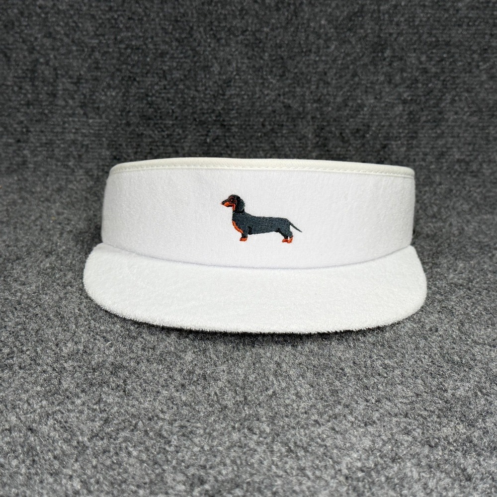 Dachshund Visor Womens White Embroidered Adjustable Golf Tennis Imperial Cap Hat